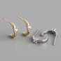 Modern Simple Mini CZ C Shape 925 Sterling Silver Dangling Earrings