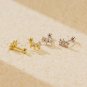 Office Round CZ Crown 925 Sterling Silver Screw Stud Earrings