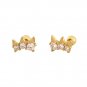 Office Round CZ Crown 925 Sterling Silver Screw Stud Earrings
