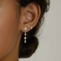 Gold CZ Sunshine Moon Star 925 Sterling Silver Stud Dangling Earrings