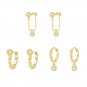 Fashion Geometry Round Beads CZ Chain 925 Sterling Silver Hoop Earrings