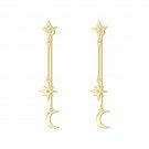Classic CZ Star Crescent Moon Women 925 Sterling Silver Dangling Earrings