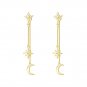 Classic CZ Star Crescent Moon Women 925 Sterling Silver Dangling Earrings