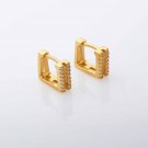 Geometry Double CZ Hollow Square 925 Sterling Silver Hoop Earrings