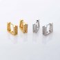 Geometry Double CZ Hollow Square 925 Sterling Silver Hoop Earrings