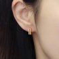 Geometry Double CZ Hollow Square 925 Sterling Silver Hoop Earrings