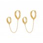 Elegant Double CZ Chain Holes 925 Sterling Silver Hoop Earrings