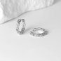 Lady Office Hollow CZ Chain 925 Sterling Silver Hoop Earrings