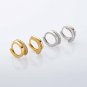 Office MIni Micro Setting CZ Double Layers 925 Sterling Silver Hoop Earrings