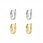 Green White CZ Snake Animal 925 Sterling Silver Hoop Earrings
