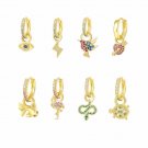 Animal CZ Fish Bird Snake Turtle Heart Lighting Silver Dangling Earring (single)