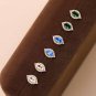 White CZ Border Oval Blue Green Cubic Zirconia Silver Stud Earrings
