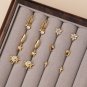 White CZ Crescent Moon Star Sunshine Silver Stud Fangling Earrings