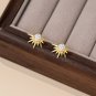 White CZ Crescent Moon Star Sunshine Silver Stud Fangling Earrings