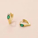 Office Green Oval CZ 925 Sterling Silver Heart Hoop Earrings