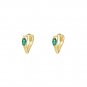 Office Green Oval CZ 925 Sterling Silver Heart Hoop Earrings