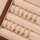 Office Colorful Waterproof CZ 925 Sterling Silver Dangling Earrings