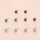 Girl Beautiful Colorful CZ Flowers 925 Sterling Silver Stud Earrings