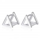 Three Dimensional Triangle 925 Sterling Silver Earrings