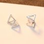 Three Dimensional Triangle 925 Sterling Silver Earrings