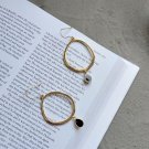 Circle Black Waterdrop 925 Sterling Silver Dangling Earrings