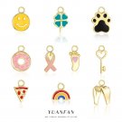 Epoxy Smile Four Leaf Clover Doughnut Rainbow Silver Earring Pendant