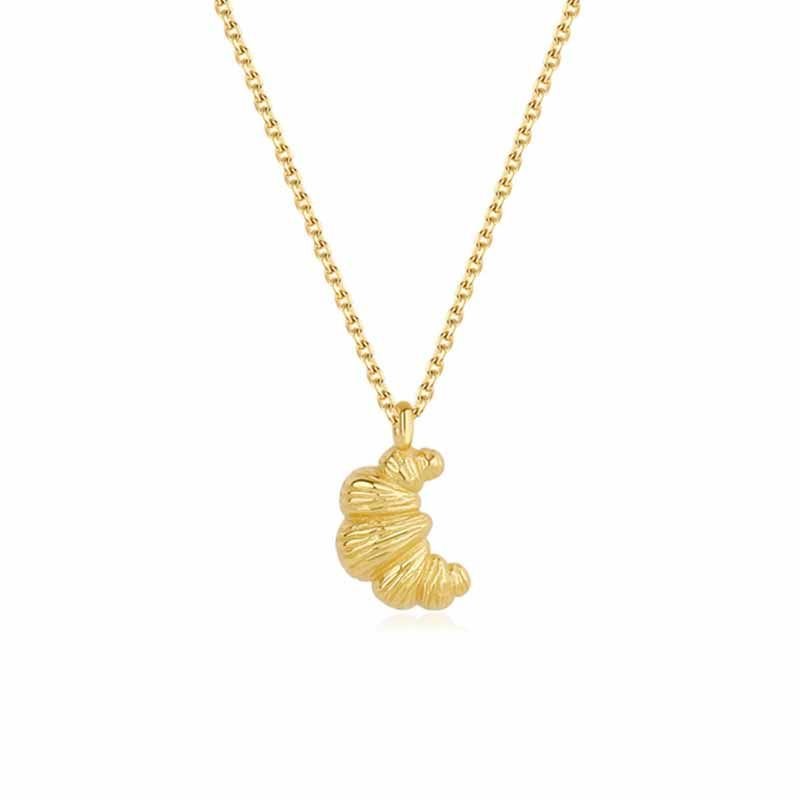 Irregular Croissant Bread 925 Sterling Silver Stud Earrings Necklace Bracket