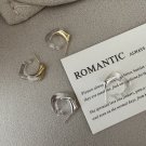Casual Irregular Transparent Epoxy C Shape 925 Sterling Silver Hoop Earrings