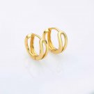 Simple Double Layers Hollow Cross 925 Sterling Silver Hoop Earrings