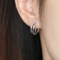 Simple Double Layers Hollow Cross 925 Sterling Silver Hoop Earrings