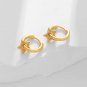 Fashion Strips Pattern Star 925 Sterling Silver Hoop Earrings