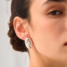999 Pure Silver Huge Facial Oval Simple Earrings