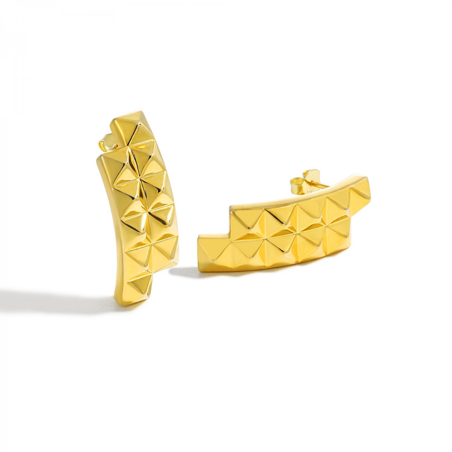999 Pure Silver Geometry Irregular Square Rivet Chunky Earrings(Pre-Sale)