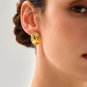 999 Pure Silver Simple Yellow Gold Oval Bean Large Lightweight Earrings