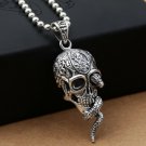 Vintage Punk Skull Head 925 Sterling Silver Pendant