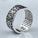 Men Buddhism 925 Sterling Silver Adjustable Ring