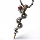 Cobra Twining Around The Pillar 925 Silver Pendant