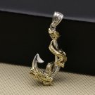 Dragon Twining Around Pirate Hook 925 Sterling Sliver Pedant