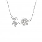 Snowflake Christmas Reindeer 925 Silver Pendant Necklace