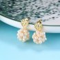 Freshwater Pearls Flowers 925 Silver Dangling Earrings
