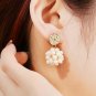 Freshwater Pearls Flowers 925 Silver Dangling Earrings