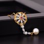 Created Ruby Cubic Zirconia Flower Natural Pearl 925 Silver Necklace