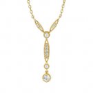Wave CZ Y Shape Natural Pearl 925 Sterling Silver Necklace