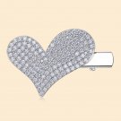 Micro Setting Natural Moissanite CZ Solid 925 Sterling Silver Heart Hair Clip