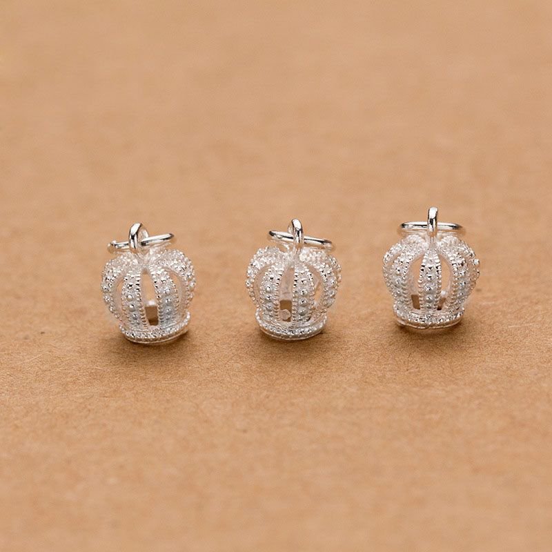 Simple Hollow Crown 925 Sterling Silver DIY Charm