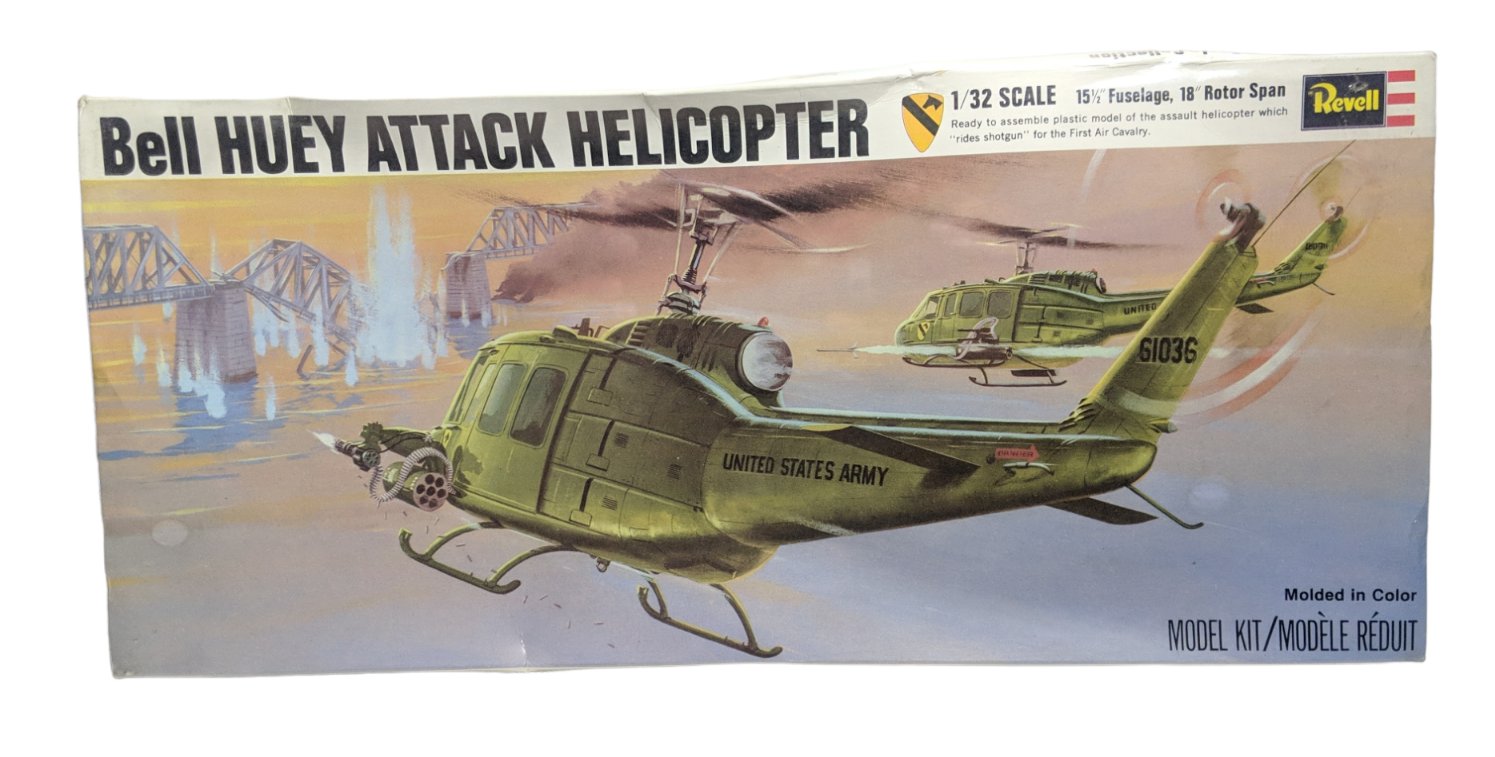 1969 Revell H-259:200 Bell Huey Attack Helicopter US Army 1/32 Plastic ...