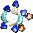 Decorative Heart Moon Stars Shaped Glass colored stones Gemstones