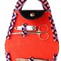 Flower Printed Purse Handbag Shaped Travel Manicure Favor (Set of 2 )(Pink)