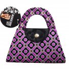 Flower Printed Purse Handbag Shaped Travel Manicure Favor (Set of 2)(Purple)