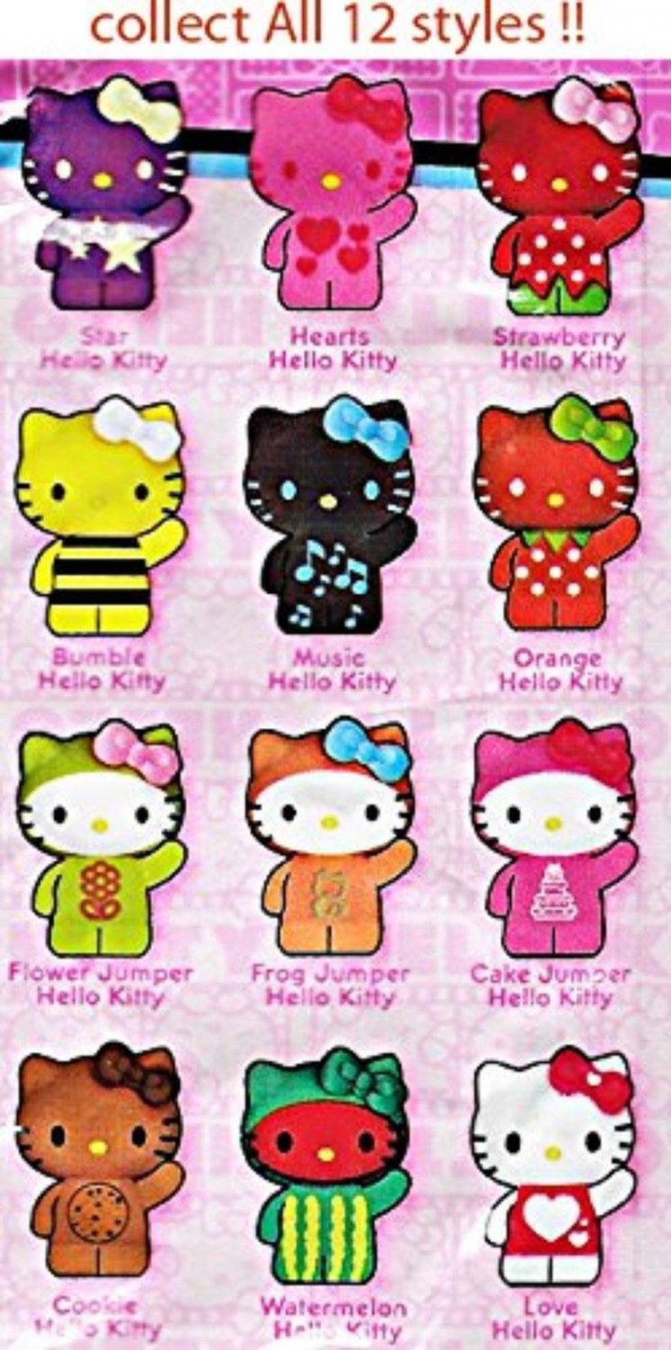 Hello Kitty Pen Pencil collectible Eraser Toppers (Love & Frog Jumper